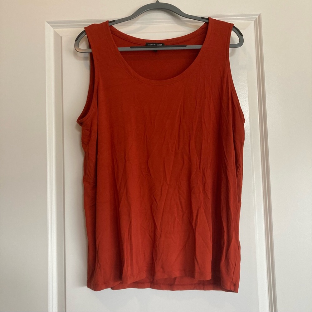 Eileen Fisher flowy orange tank blouse